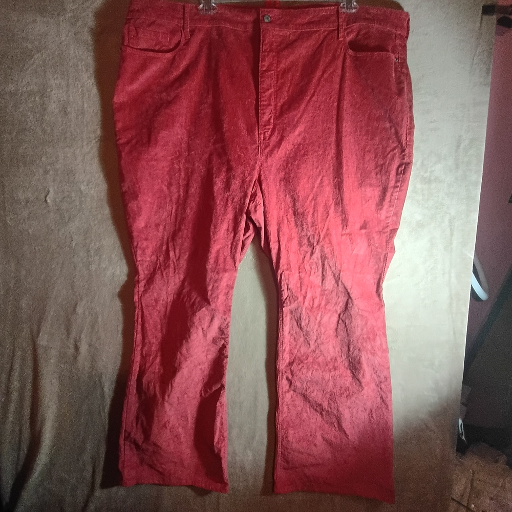 Old Navy Women’s Pants sz 28 Higher Rise Flare Corduroy Spice Girl Orange Plus